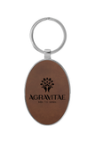 3 x 1 3/4 Laserable Leatherette/Metal Oval Keychain