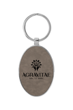 3 x 1 3/4 Laserable Leatherette/Metal Oval Keychain