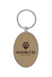 3 x 1 3/4 Laserable Leatherette/Metal Oval Keychain