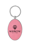 3 x 1 3/4 Laserable Leatherette/Metal Oval Keychain