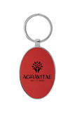 3 x 1 3/4 Laserable Leatherette/Metal Oval Keychain