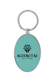 3 x 1 3/4 Laserable Leatherette/Metal Oval Keychain