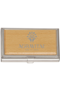 3 3/4" x 2 1/2" Metal/Wood Business Card Holder